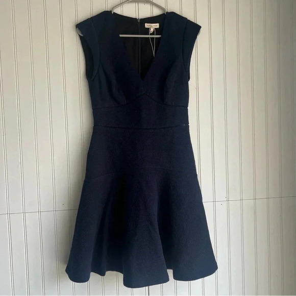 Rebecca Taylor Size 2 Navy BlueV-Neck Fit & Flare Taylor Dress NEW! - Picture 4 of 7